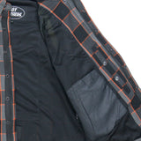 Hot Leathers JKM3010 Men's Black and Grey with Orange Armored Flannel Shirt