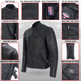 Hot Leathers JKM5001 Men's USA Made Premium Leather Motorcycle Biker Racer Jacket