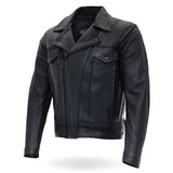 Hot Leathers JKM5008 Men's USA Made Black Premium Leather vented Motorcycle Biker Jacket