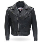 Hot Leathers JKM5009 Men's USA Made Black Premium Leather Classic Motorcycle Biker Jacket