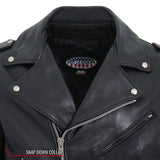 Hot Leathers JKM5009 Men's USA Made Black Premium Leather Classic Motorcycle Biker Jacket