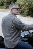 Milwaukee Leather MPM1621 Men's Grey Long Sleeve Flannel Biker Shirt w/ CE Armor - Reinforced w/ Aramid Fibers