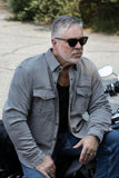 Milwaukee Leather MPM1621 Men's Grey Long Sleeve Flannel Biker Shirt w/ CE Armor - Reinforced w/ Aramid Fibers