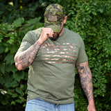 Men's Camo American Flag Patriotic T-Shirt (Army Green)