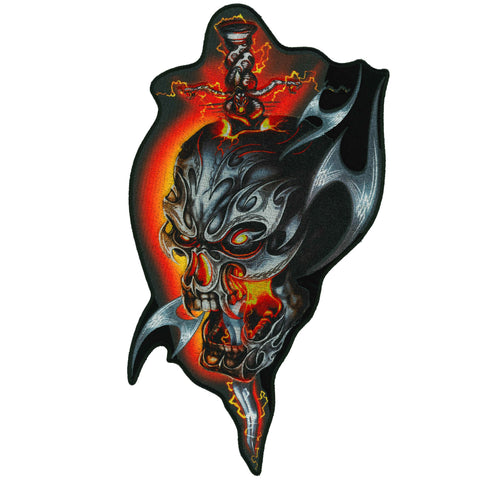 Hot Leathers Electric Skull 12" Patch