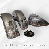 3D skull stretching through with smoke tins