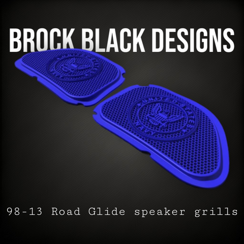 98-2023 Road Glide inner fairing 3D Navy speakers grill covers set