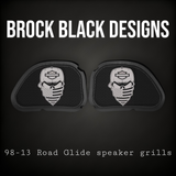 98-2023 Road Glide 3D skull speakers grill covers set