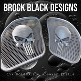 98-2023 Road Glide 3D punisher speakers grill covers set