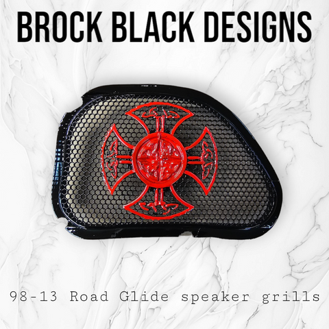 98-2023 Road Glide inner fairing 3D Celtic cross speakers grill covers set