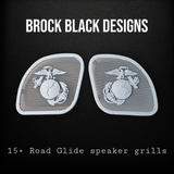 98-2023 Road Glide inner fairing 3D USMC speakers grill covers set