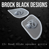 98-2023 Road Glide 3D webbed Skull speakers grill covers set