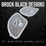 98-2023 Road Glide 3D webbed Skull speakers grill covers set