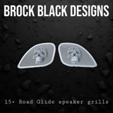 98-2023 Road Glide inner fairing 3D webbed Ancient Skull speakers grill covers set
