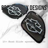 98-2023 Road Glide Innenverkleidung 3D Hai Lautsprecher Grill Abdeckungen Set