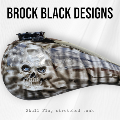 Skull stretching through American flag themed tank