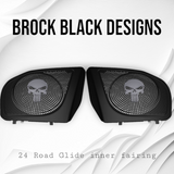 98-2024 Road Glide 3D punisher speakers grill covers set