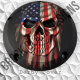 3D Skull with American flag denim finish Derby Cover