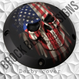 3D Skull with American flag denim finish Derby Cover