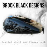 Bearded skull and flames themed tank