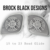 98-2024 Road Glide 3D Celtic cross speakers grill covers set