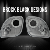 98 to 23 Road Glide webbed skull with Cicada horn speakers grill covers set