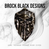 Chrome Harley horn cover with Army Veteran punisher stretching through