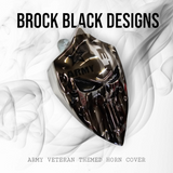 Chrome Harley horn cover with Army Veteran punisher stretching through