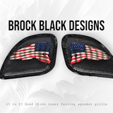 98-2024 Road Glide 3D tattered flag speakers grill covers set