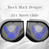 97-25+ Harley inner Touring 3D Air Force speakers grill covers set