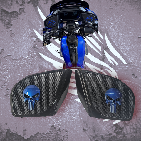 98-2024 Road Glide 3D punisher speakers grill covers set