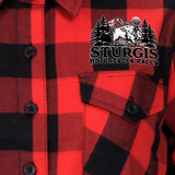 Sturgis Motorcycle Rally 2021 Camp Ladies Red Flannel Shirt