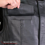 Hot Leathers VSM1051 Men's Black 'Celtic Cross' Motorcycle Club Style Conceal and Carry Leather Biker Vest