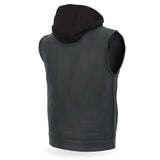 Hot Leathers Leather Motorcycle Biker Club Vest with Hood