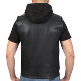 Hot Leathers Leather Motorcycle Biker Club Vest with Hood