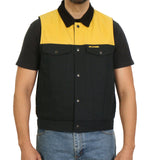 Hot Leathers Men’s Black and Yellow Denim Conceal Carry Vest