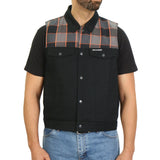 Hot Leathers Men’s Denim and Flannel Conceal Carry Vest