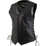 Xelement B277 Women's Black 'Mistress' Side Lace Motorcycle Leather Vest