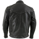 Xelement B4495 Men's Black 'Bandit' Buffalo Leather Cruiser Motorcycle Jacket with X-Armor Protection