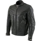 Xelement B4495 Men's Black 'Bandit' Buffalo Leather Cruiser Motorcycle Jacket with X-Armor Protection