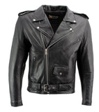 Xelement B7101 Men's 'Classic Armored' Black High-Grade Leather Motorcycle Biker Jacket with X-Armor Protection