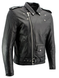 Xelement B7101 Men's 'Classic Armored' Black High-Grade Leather Motorcycle Biker Jacket with X-Armor Protection