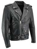 Xelement B7103 Men's 'Ruffian' Classic Black Motorcycle Side Lace Leather Jacket with X-Armor Protection