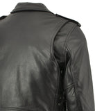 Xelement B7103 Men's 'Ruffian' Classic Black Motorcycle Side Lace Leather Jacket with X-Armor Protection