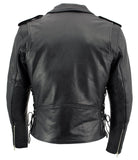 Xelement B7103 Men's 'Ruffian' Classic Black Motorcycle Side Lace Leather Jacket with X-Armor Protection