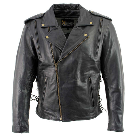 Xelement B7210 Men's 'Cool Rider' Black Vented Leather Motorcycle Jacket