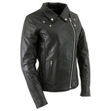 Xelement B8000 Women's Black 'Classic Braided' Fitted Motorycle Jacket