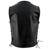 Xelement B95140 Men's 'Drifter' Black Advanced Collarless Leather Motorcycle Vest