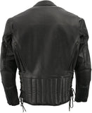 M-Boss Motorcycle Apparel BOS11510 Men’s ‘Speed’ Black Cowhide Leather Motorcycle Riding Jacket