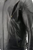 M-Boss Motorcycle Apparel BOS11510 Men’s ‘Speed’ Black Cowhide Leather Motorcycle Riding Jacket